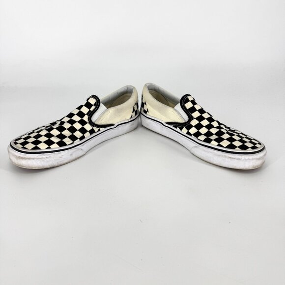 Vans Classic Checkerboard Slip On Shoes Black Natural Size Men's 7.5 Women's 9 - Picture 4 of 9
